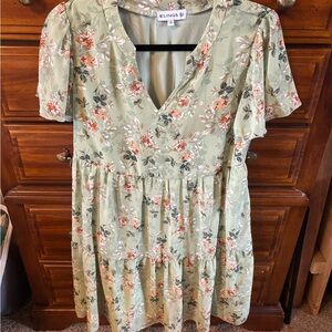 Green Floral Women's Dress